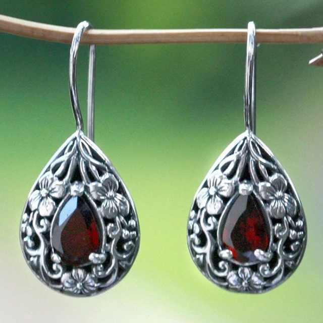 Vintage Red Crystal Earrings