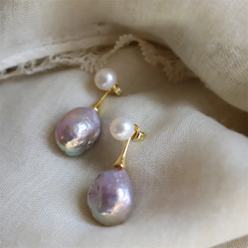 Elegant Lilac Pearl Earrings – Timeless Treasures Brand