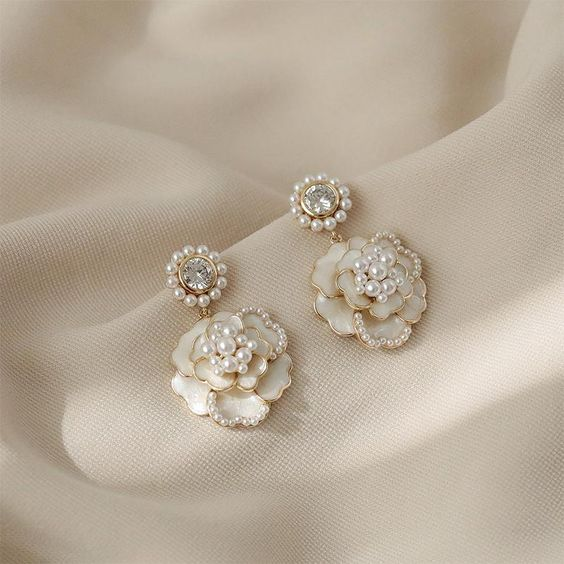 Elegant White Blossom Pearl Earrings