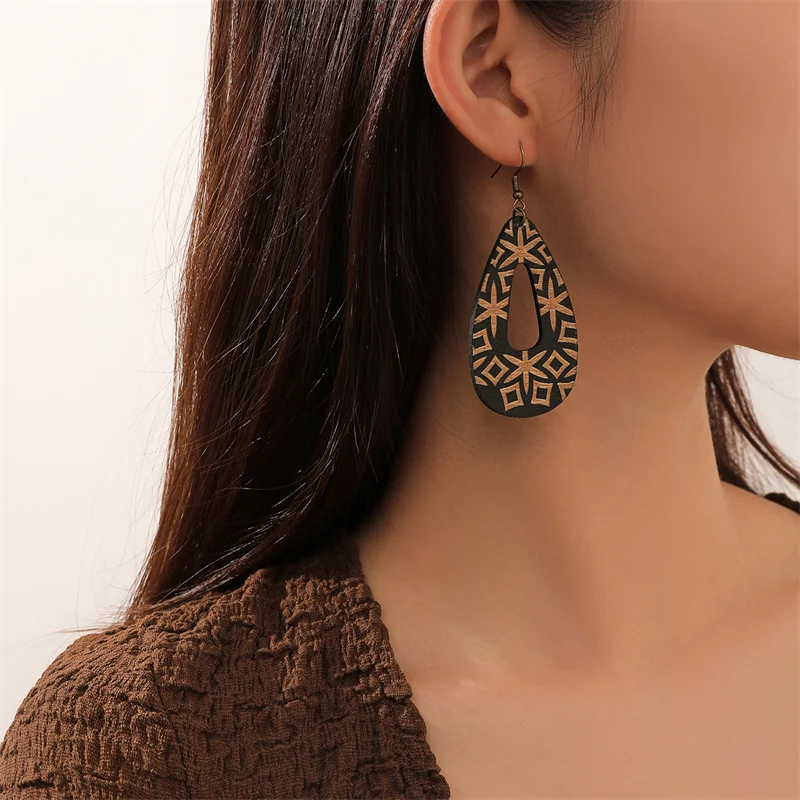 Vintage Black Hollow Drop Earrings