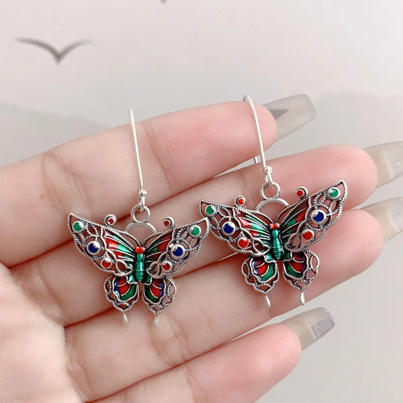 Vintage Colorful Butterfly Earrings