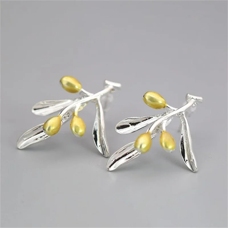 Vintage Silver Gold Beans Earrings