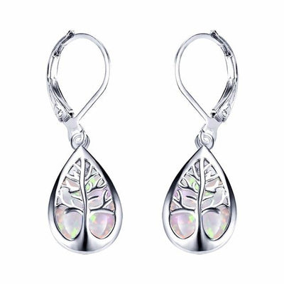 Tree of Life Earrings in Opal and Silver